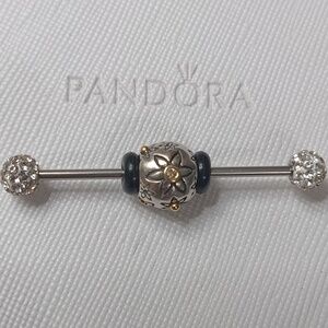 PandoraSilver/14k Diamond Star Bright Two Tone Charm (2 Listed Separate)